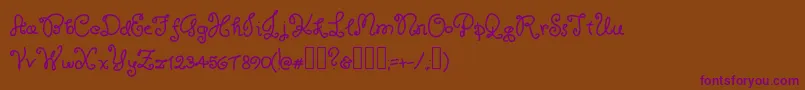 RoyaltyWaffles-Schriftart – Violette Schriften auf braunem Hintergrund