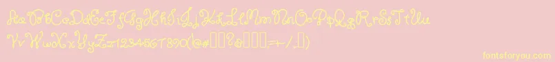 RoyaltyWaffles-Schriftart – Gelbe Schriften auf rosa Hintergrund
