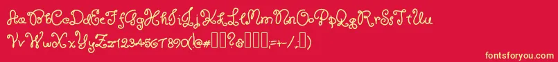 RoyaltyWaffles-Schriftart – Gelbe Schriften auf rotem Hintergrund