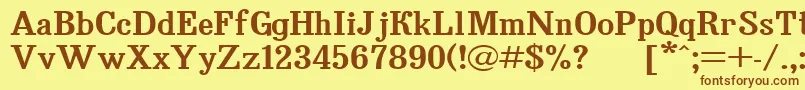 Bruskovaya120-Schriftart – Braune Schriften auf gelbem Hintergrund
