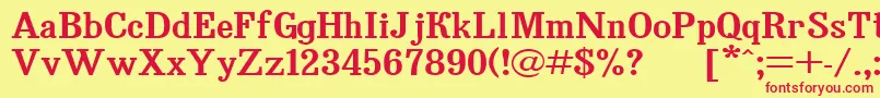 Bruskovaya120-Schriftart – Rote Schriften auf gelbem Hintergrund