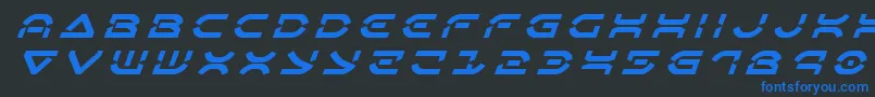 Czcionka Oberondeuxtitleital – niebieskie czcionki na czarnym tle