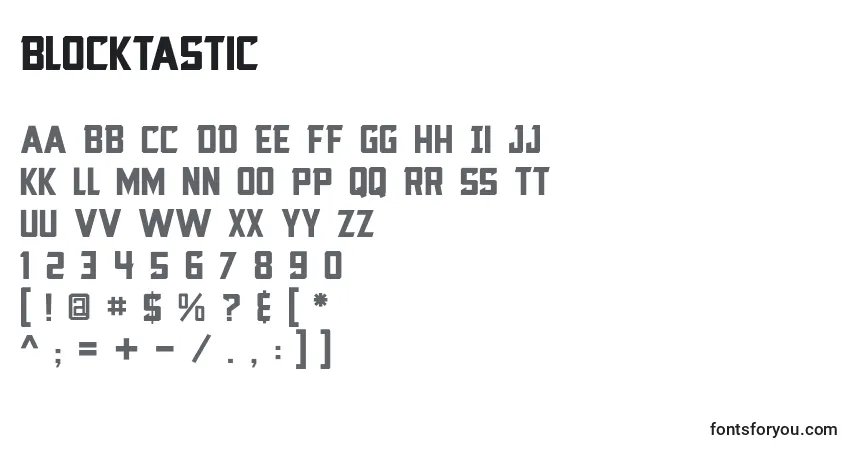 A fonte Blocktastic – alfabeto, números, caracteres especiais