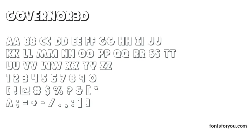 A fonte Governor3D – alfabeto, números, caracteres especiais