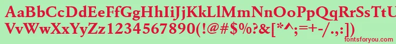 UrwgaramondtwidBold Font – Red Fonts on Green Background