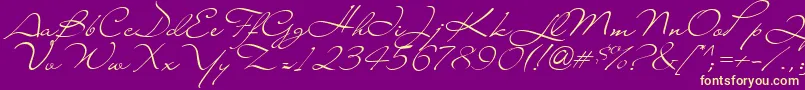 Lainyday-Schriftart – Gelbe Schriften auf violettem Hintergrund