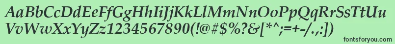 Czcionka PalladioBolditalic – czarne czcionki na zielonym tle