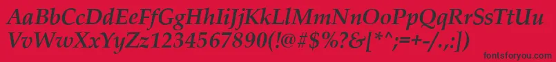 Fonte PalladioBolditalic – fontes pretas em um fundo vermelho