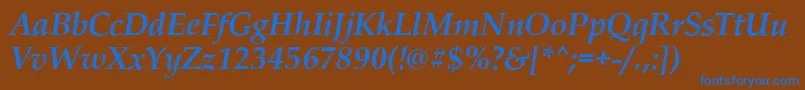 Fonte PalladioBolditalic – fontes azuis em um fundo marrom