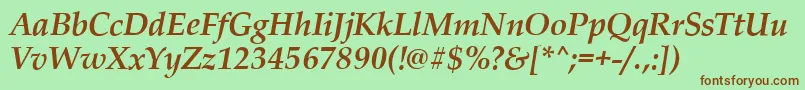 PalladioBolditalic-fontti – ruskeat fontit vihreällä taustalla