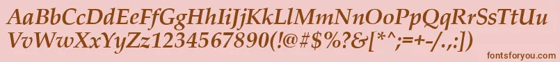 フォントPalladioBolditalic – ピンクの背景に茶色のフォント