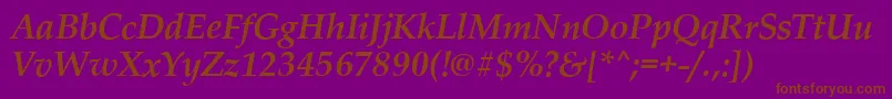 フォントPalladioBolditalic – 紫色の背景に茶色のフォント
