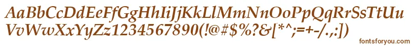 PalladioBolditalic-fontti – ruskeat fontit valkoisella taustalla