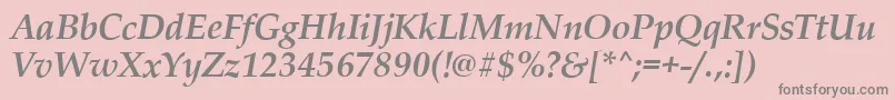 PalladioBolditalic-fontti – harmaat kirjasimet vaaleanpunaisella taustalla