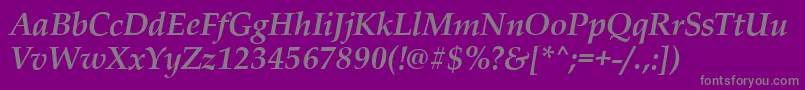 Weitere Informationen zur PalladioBolditalic-Schriftart PalladioBolditalic-Schriftart – Graue Schriften auf violettem Hintergrund