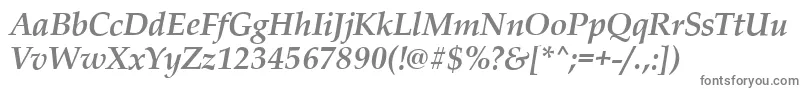 PalladioBolditalic-fontti – harmaat kirjasimet valkoisella taustalla