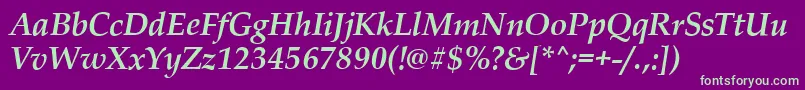 PalladioBolditalic-fontti – vihreät fontit violetilla taustalla