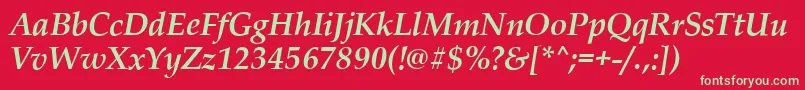 PalladioBolditalic Font – Green Fonts on Red Background