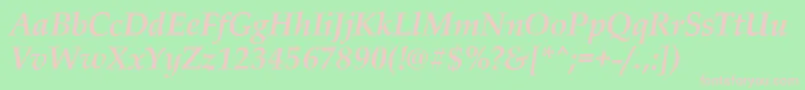 PalladioBolditalic-fontti – vaaleanpunaiset fontit vihreällä taustalla