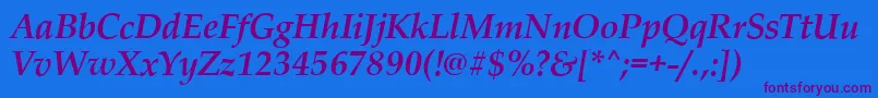 Czcionka PalladioBolditalic – fioletowe czcionki na niebieskim tle