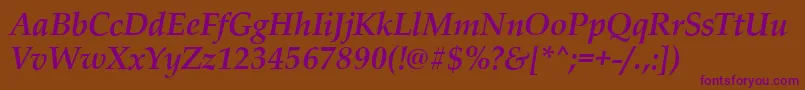 PalladioBolditalic Font – Purple Fonts on Brown Background