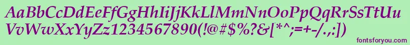 フォントPalladioBolditalic – 緑の背景に紫のフォント