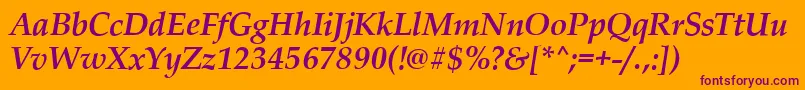 PalladioBolditalic-fontti – violetit fontit oranssilla taustalla
