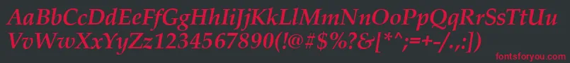 PalladioBolditalic Font – Red Fonts on Black Background