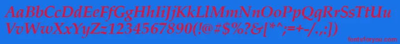 フォントPalladioBolditalic – 赤い文字の青い背景