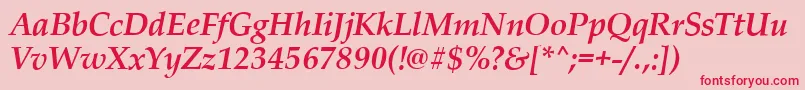 Weitere Informationen zur PalladioBolditalic-Schriftart PalladioBolditalic-Schriftart – Rote Schriften auf rosa Hintergrund