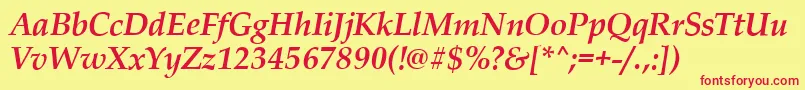 PalladioBolditalic Font – Red Fonts on Yellow Background