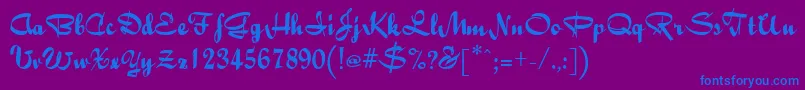 Bailey-Schriftart – Blaue Schriften auf violettem Hintergrund