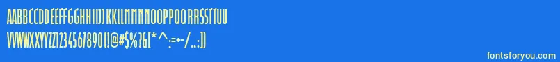 DurangoCompressedBold-Schriftart – Gelbe Schriften auf blauem Hintergrund