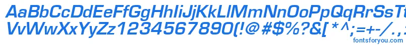 EurostileLtDemiOblique-Schriftart – Blaue Schriften auf weißem Hintergrund