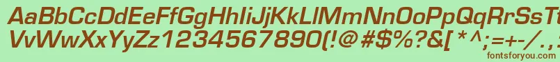 EurostileLtDemiOblique-fontti – ruskeat fontit vihreällä taustalla