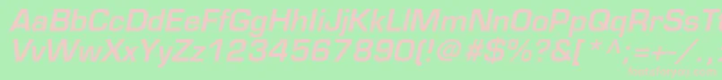 EurostileLtDemiOblique Font – Pink Fonts on Green Background