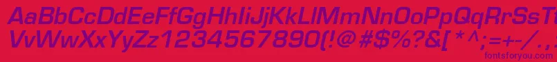 EurostileLtDemiOblique Font – Purple Fonts on Red Background