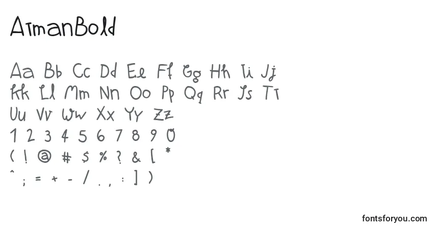 Шрифт AtmanBold – алфавит, цифры, специальные символы