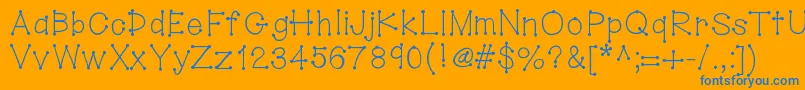 フォントHellodotstick – オレンジの背景に青い文字