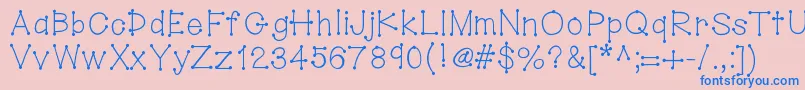 フォントHellodotstick – ピンクの背景に青い文字