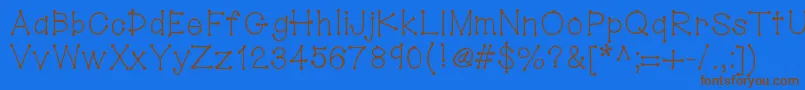 Hellodotstick-Schriftart – Braune Schriften auf blauem Hintergrund