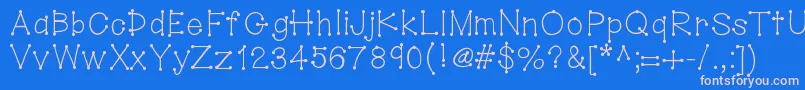 Czcionka Hellodotstick – różowe czcionki na niebieskim tle