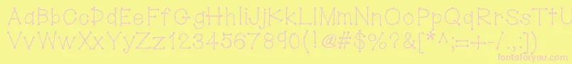 Hellodotstick Font – Pink Fonts on Yellow Background