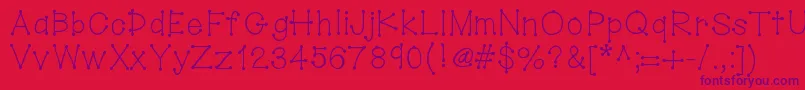 Fonte Hellodotstick – fontes roxas em um fundo vermelho