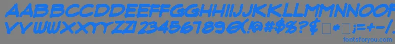 FluxArchitectBoldItalic-Schriftart – Blaue Schriften auf grauem Hintergrund