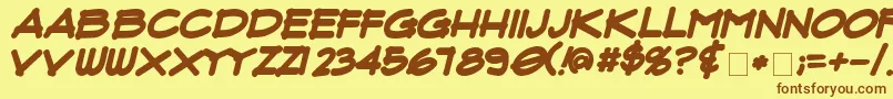 FluxArchitectBoldItalic-Schriftart – Braune Schriften auf gelbem Hintergrund
