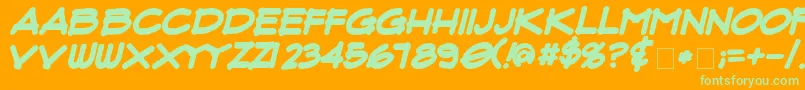 Fonte FluxArchitectBoldItalic – fontes verdes em um fundo laranja