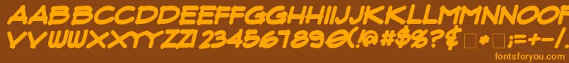 FluxArchitectBoldItalic-Schriftart – Orangefarbene Schriften auf braunem Hintergrund