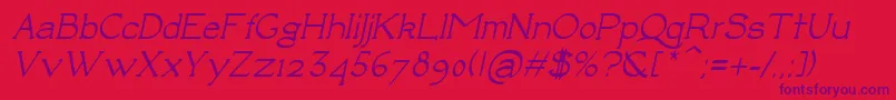 Czcionka LuisaBoldItalic – fioletowe czcionki na czerwonym tle