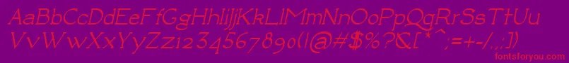 LuisaBoldItalic-Schriftart – Rote Schriften auf violettem Hintergrund